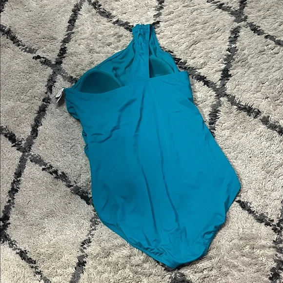 🎉HP 🎉Time and Tru Teal One Shoulder Swim One Piece - Picture 4 of 7
